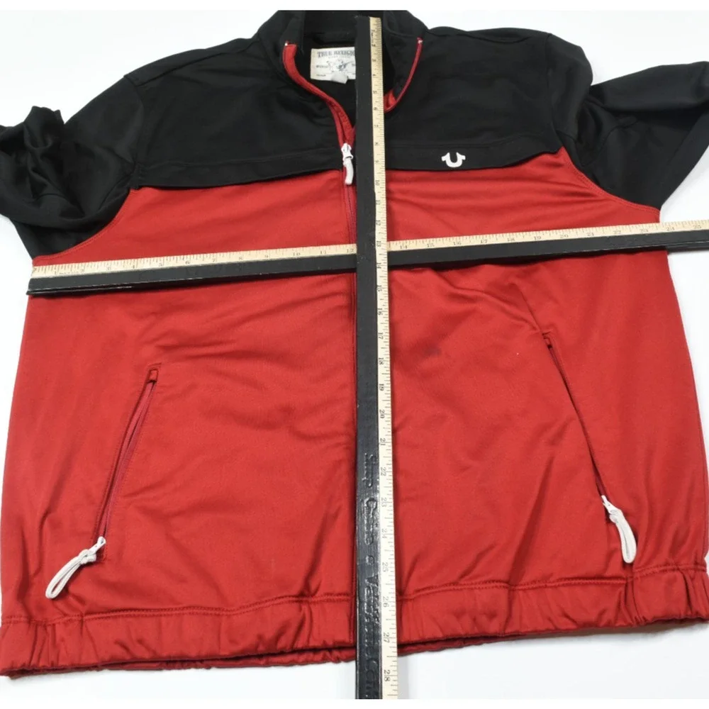 True Religion World Tour Track Jacket Mens 2XL Red Black Long Sleeve Full-Zip